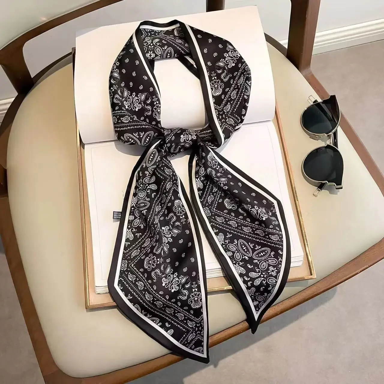 Women Bags Online - Design Print Skinny Scarf Plaid Horse