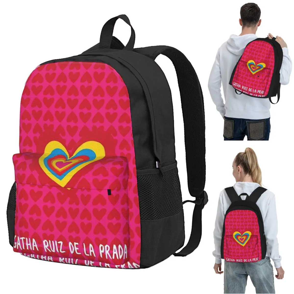 Women Bags Prada - Agatha Ruiz-De La-Prada Pattern Backpack Student