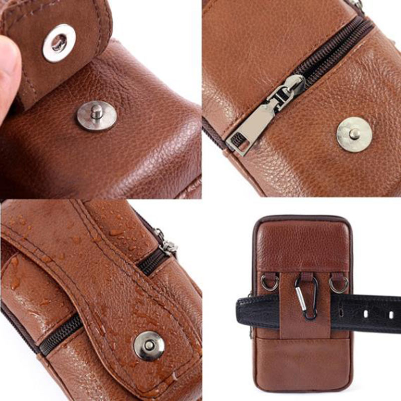 1Pcs Men Cell Phone Belt Pack  - Saddle Bag Leather ulasan dan harga