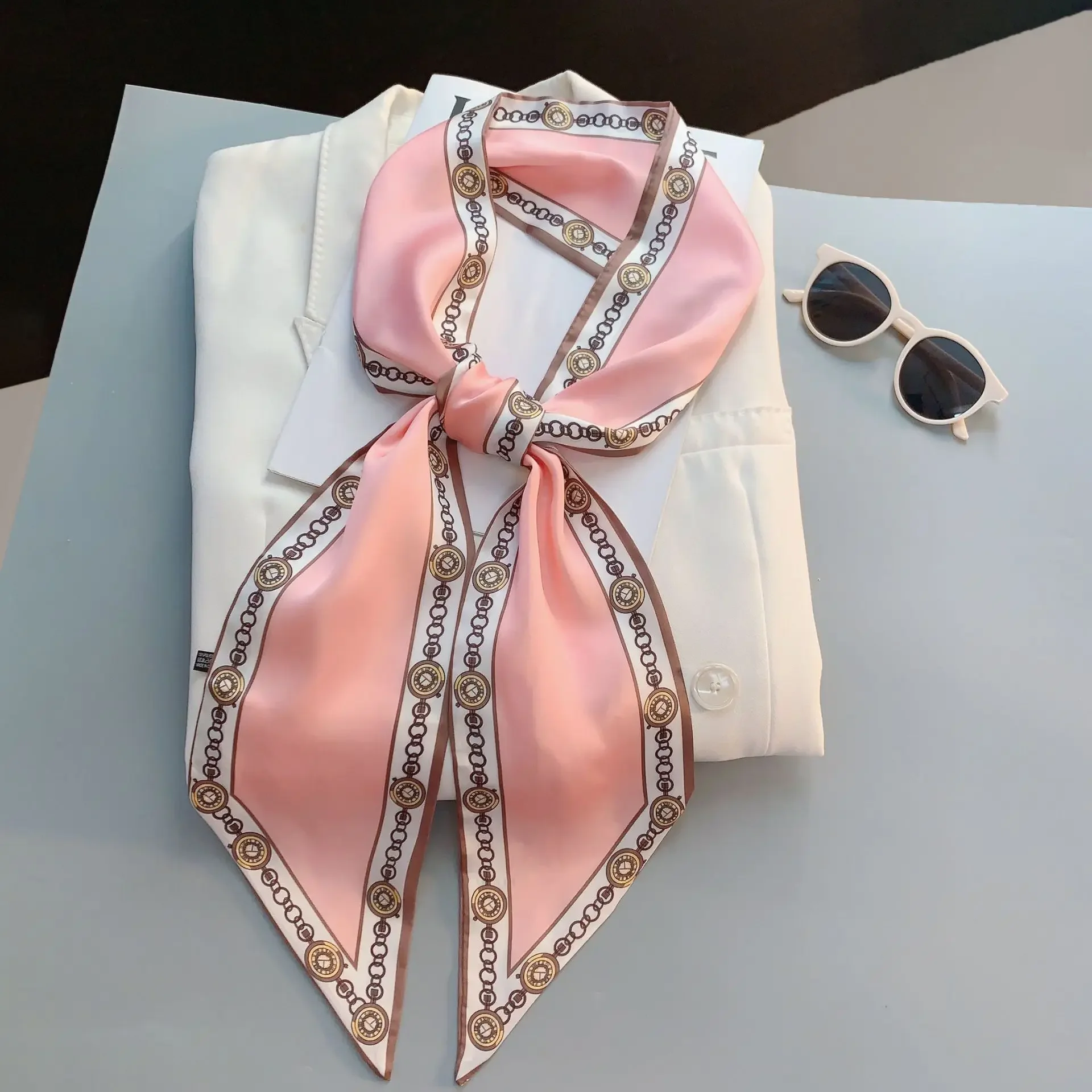 Design Print Skinny Scarf Plai - Women Bags Online ulasan dan harga