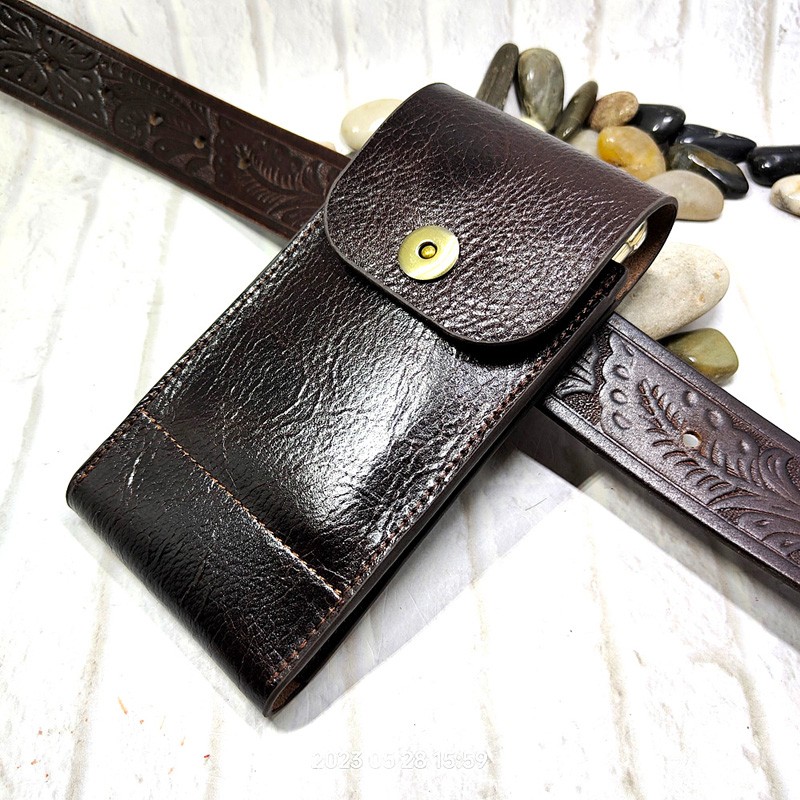 Mobile Phone Waist Bag Holster - Saddle Bag Leather ulasan dan harga