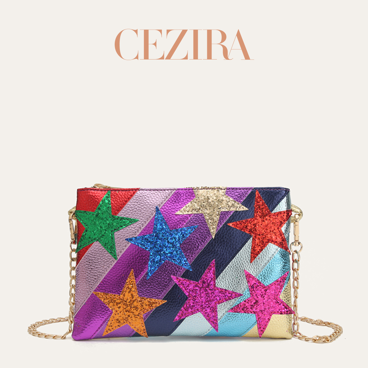 CR Stars Pattern Colorful Stri - Women Bags Guess ulasan dan harga